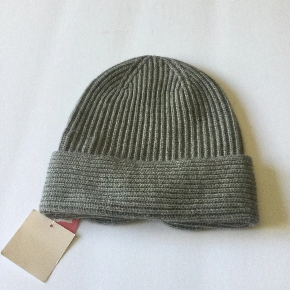 KATE SPADE NEW YORK POINTY BOW WOOL BLEND BEANIE GREY OS NWT